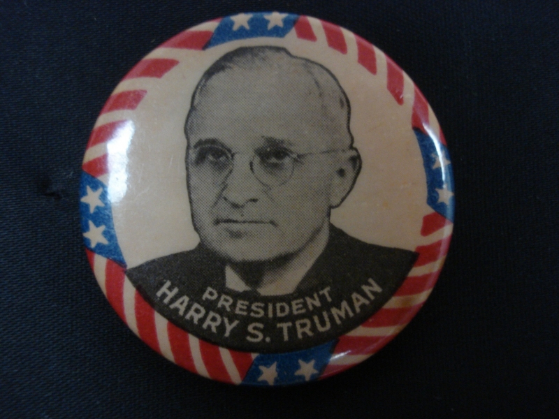 Botón de campaña original del presidente Harry S. Truman