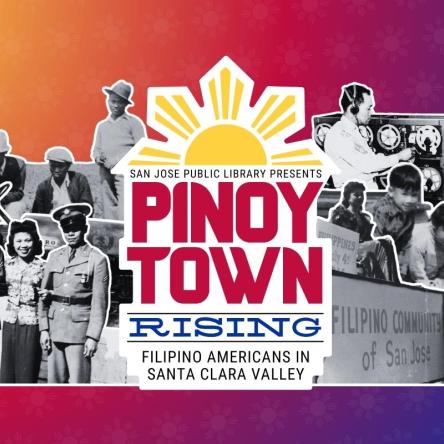 Pinoytown Rising logo with a collage of black and white photos.