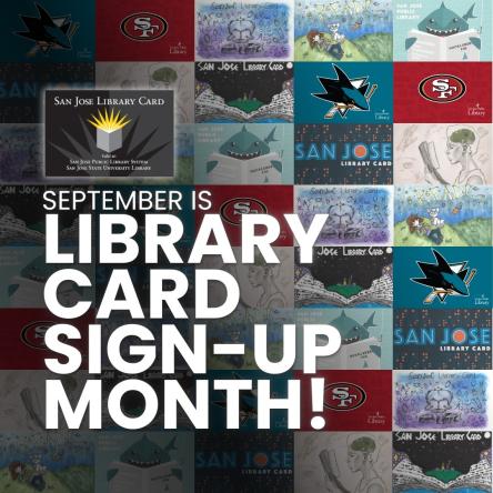 Text: September is Library Card Sign-up Month.