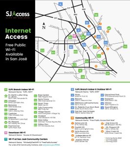 Map of free public Wi-Fi available in San José, supported by SJ Access