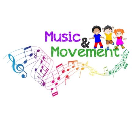 Music and movement title. Rainbow music notes.