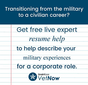 Get free live expert resume help to help describe your military experiences for a corporate role.