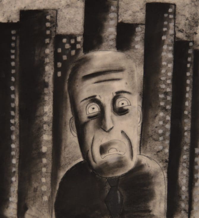 Thalia Vincent, “Fear of Work”, charcoal on paper, 2021