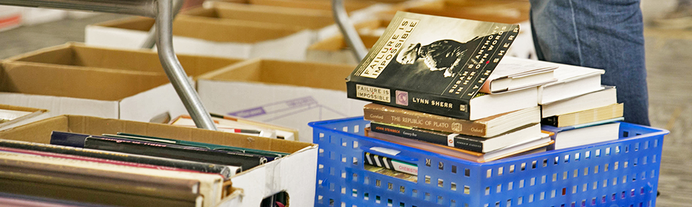 A donation bin for books