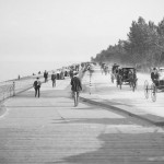 Line of carriages on lakefront