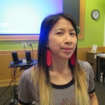 Annie Chu wearing 3D printed earrings
