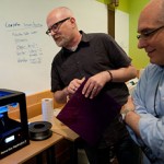 Lab staff watches MakerBot print