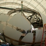 attaching steel plates to Cloud Gate