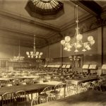Reading room of Chicago Public Library Central Library (currently the Chicago Cultural Center), circa 1893-1920. Source: Chicago Public Library Archives, photograph by Hesler's Photo Studio.