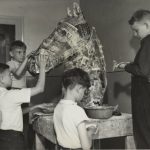 Four boys work on a grotesque horse head. Source: Special Collections, Chicago Park District Records: Photographs, Image 051_009_001
