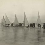 Ice Boat Race, Wolf Lake, circa 1935. Source: Chicago Park District Records: Photographs, Special Collections, Image 113_003_008.