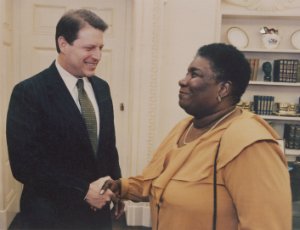 Vice President Al Gore and Hazel Johnson meeting at the White House, undated