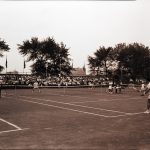 A tennis match played at the Lincoln Park Tennis Club during the 1959 Pan-American Games. Source: Special Collections, Chicago Park District Records: Photographic Negatives, 033_024