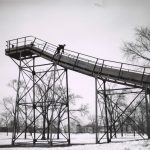 Ski slide, Riis Park, 1940 January 11. Source: Chicago Park District: Photographs, 093_027_007