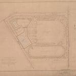Preliminary Plan for McGuane Park, 1904. Designed by the Olmsted Brothers, and originally called Mark White Square. Source: Chicago Public Library, Chicago Park District Drawing 1469