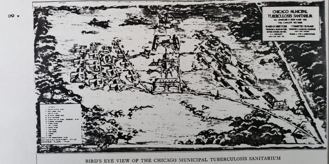 Bird's eye view of the Chicago Municipal Tuberculosis Sanitarium