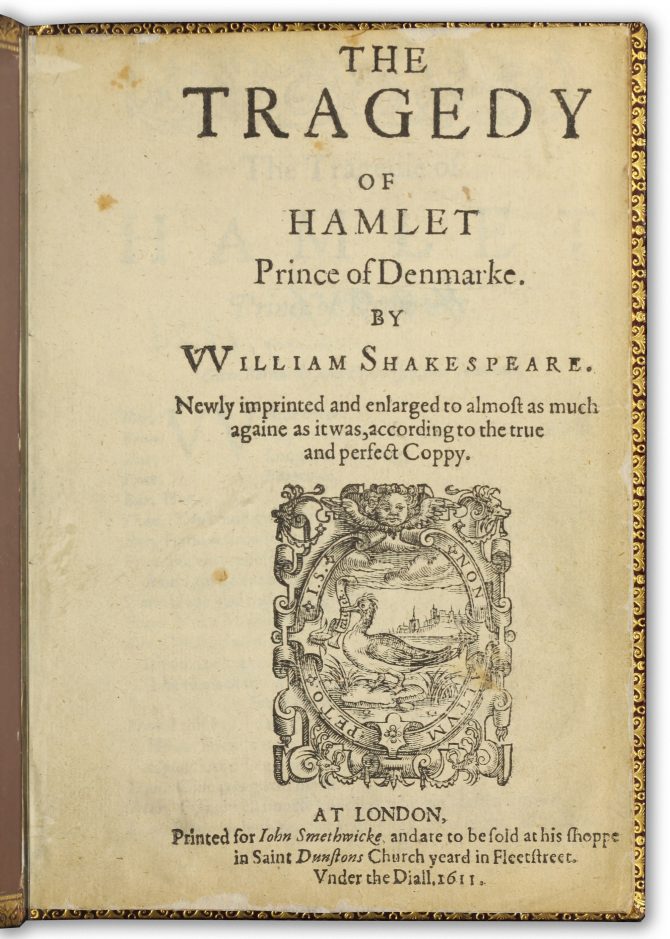 Barton copy of the third quarto of Hamlet, published in 1611 (G.176.1)