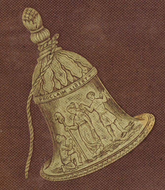 Close up of the Bell on the cover of the The Liberty Bell, a gift book at the Anti-slavery Fair
