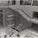 View of Boston Public Library Johnson building atrium during construction, March 1972