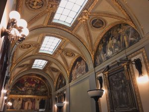 Skylights illuminate the vaulted Sargent Gallery.