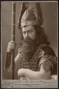 Portrait of a performer in a viking warrior costume.