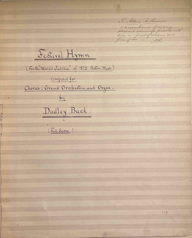 Title page to the score of "Festival Hymn" by Dudley Buck