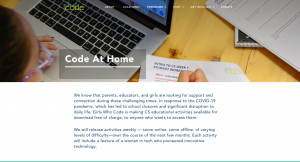 Screenshot from Girls Who Code detailing their Code at Home program
