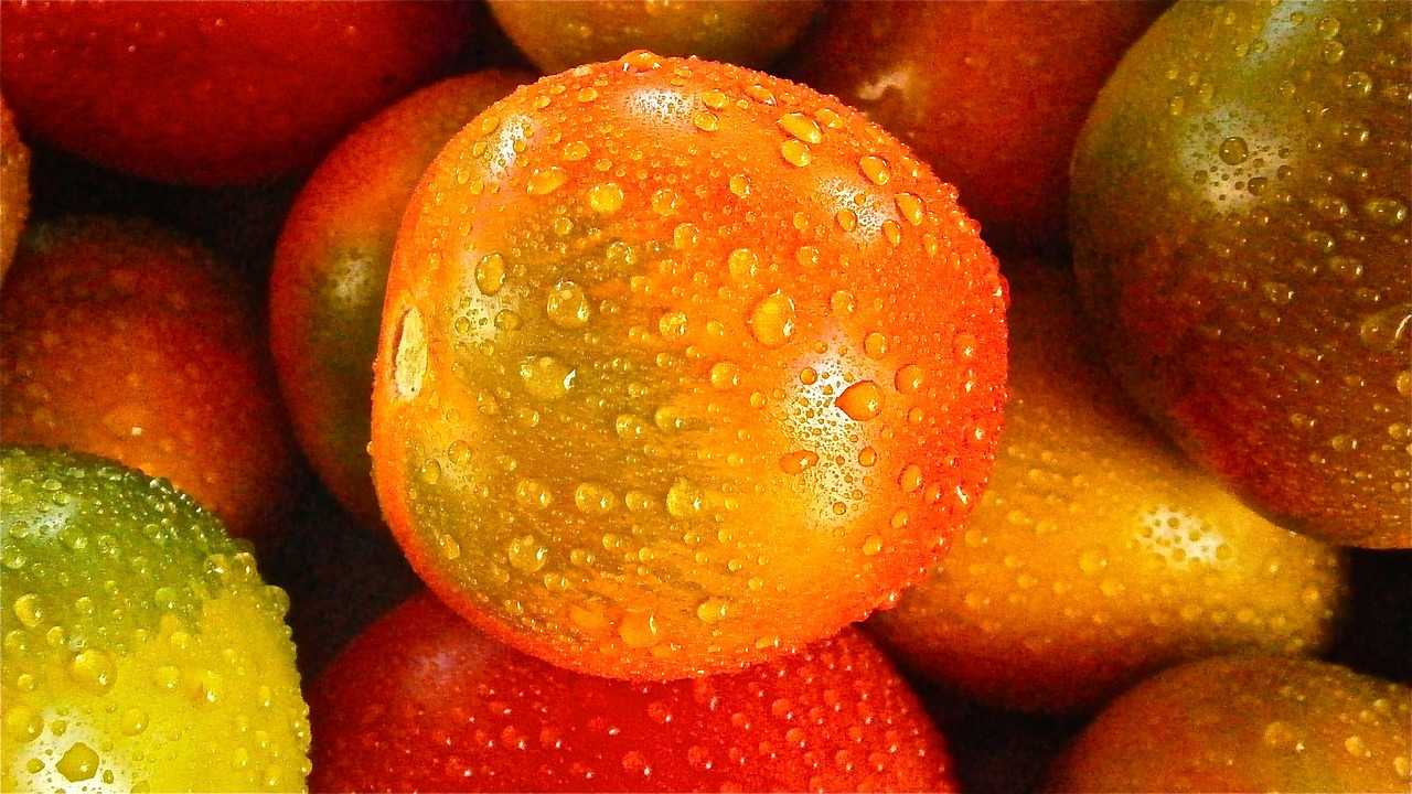 close up of heirloom tomatoes