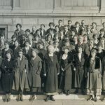 The first library director, Dr. William Dawson Johnson, pictured with the staff of the Saint Paul Public Library in the 1920s.
