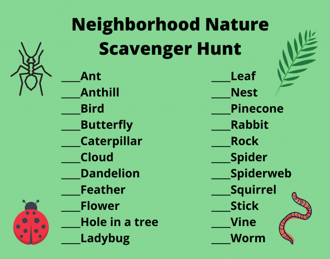 Neighborhood Nature Scavenger Hunt