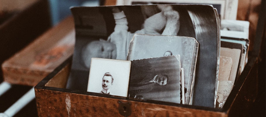 Photo showing a box of old family photos