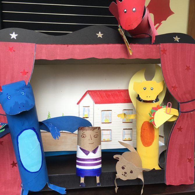 puppet theatre with cardboard tube puppets