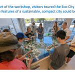 For the first part of the workshop, visitors toured the Eco-City model to learn what the features of a sustainable, compact city could be.