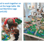 Some people liked to work together on a creative scene at the large table. We had help from local Maritime Lego User’s Group (MariLUG)