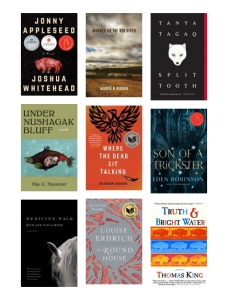 Image is of 9 colorful book covers of Indigenous Coming Of Age Stories by Indigenous Authors