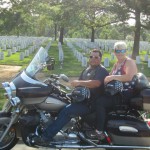 Brandon Milligan with wife on motorcycle Arlington National Cemetary