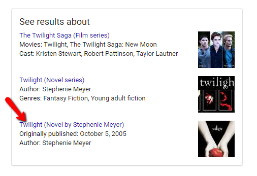 screenshot of google search disambiguation