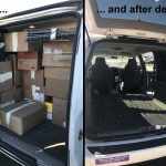 The van, before (full) and after (empty)