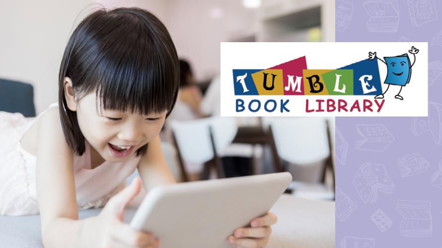 TumbleBook Library image of small girl with a tablet