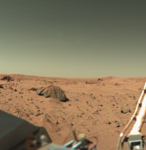 A photo of Mars' terrain as taken by Viking Lander 1 on February 11, 1978.