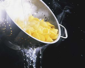 Pasta in a colander