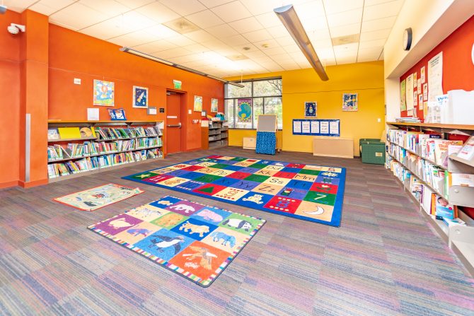<p>Cupertino Library, downstairs, children's story room, storytime, programs, events</p>
