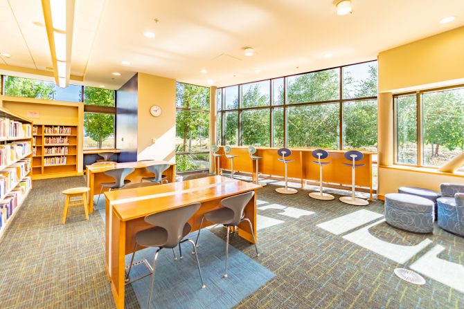 <p>Milpitas Library North Wing Downstairs Children's Study Tables</p>