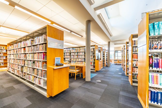 <p>Milpitas Library North Wing Upstairs Adult Nonfiction books, shelves</p>