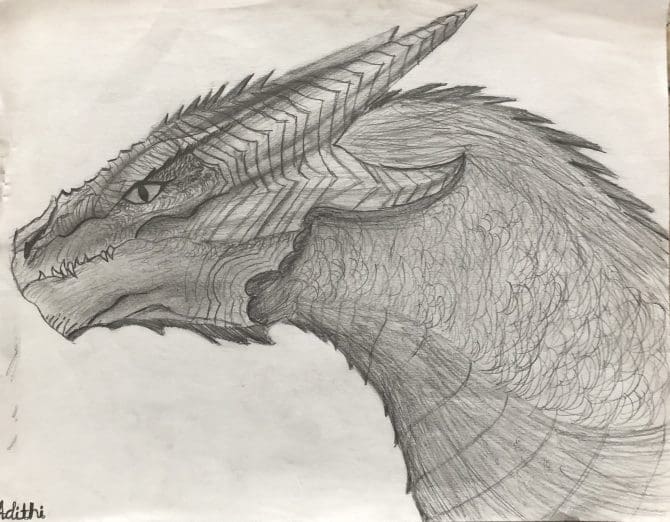 Detailed Sketch of a Dragon