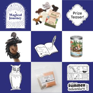 Summer Adventure – A Magical Journey logo with a magical door and moon, and images of prizes.