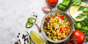 Jalapeno corn salsa and vegetables