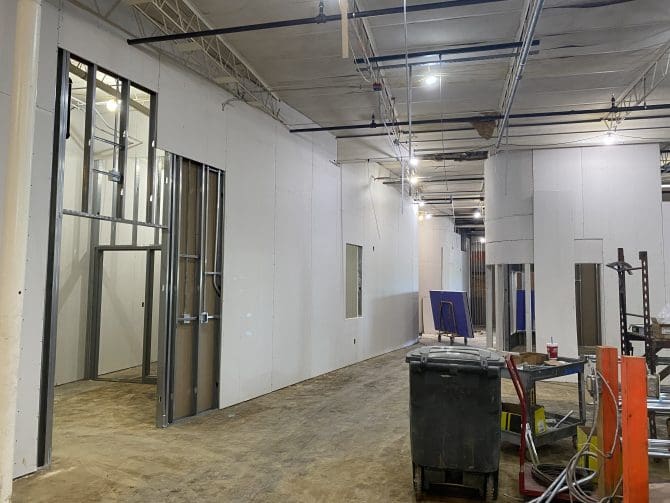 Construction progress inside new Deer Park Branch Library
