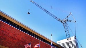 Crane over the Downtown Main Library's South Building