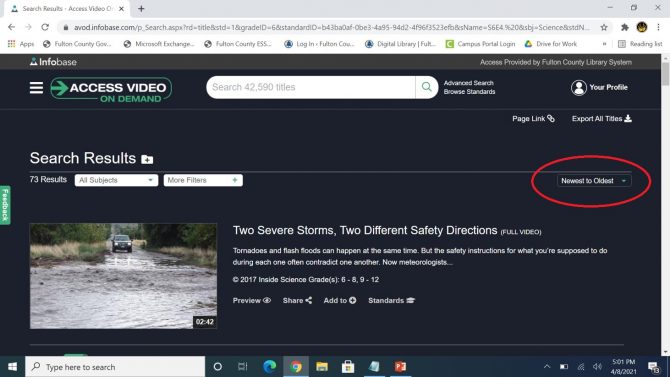 Be sure to sort the videos Newest to Oldest to get the most up-to-date information first, as Access Video does contain many historical videos for research purposes.